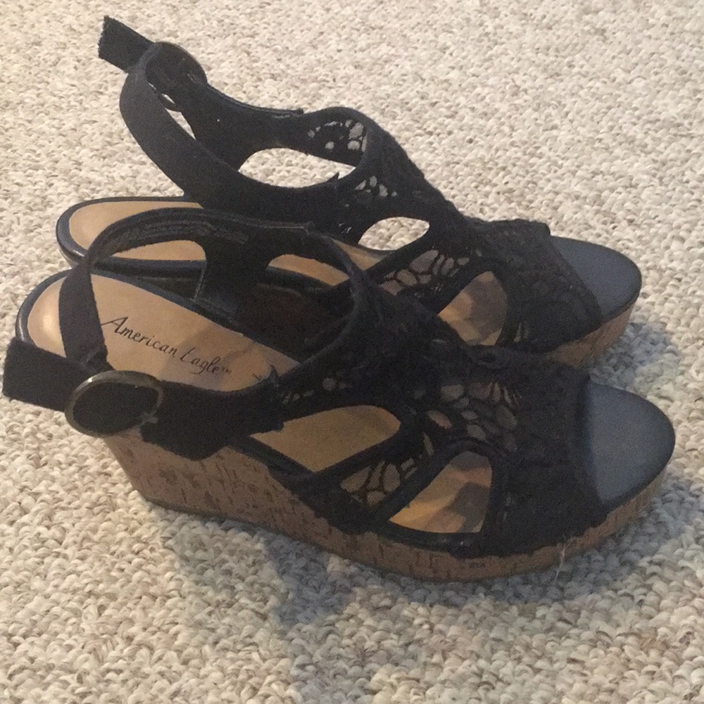 Black Lace Wedges